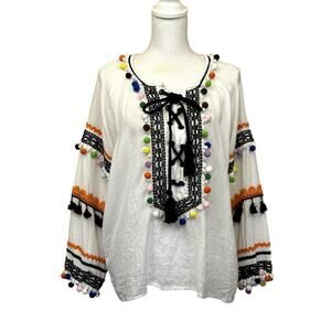Dodo Ba Or top, pompoms, medium, artsy, wacky, eclectic, dopamine, bright